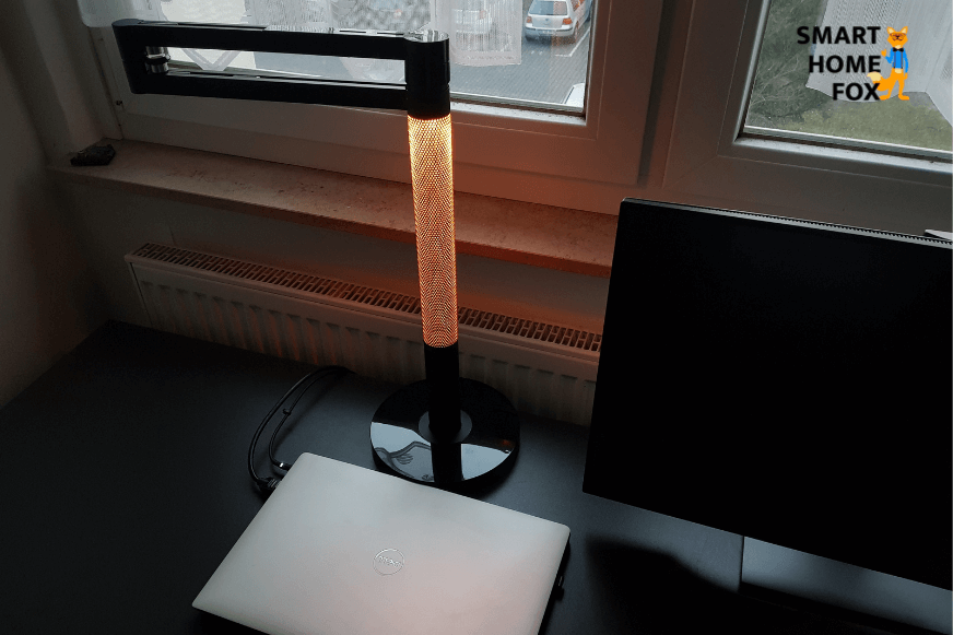 Dyson Lightcycle Morph in Ambience mode lights up the room with warm light